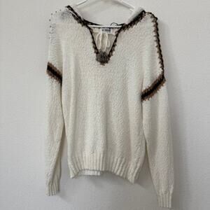 NWT 27 Miles Hollis Hoodie Sweater Cloud White Cotton Boho Beach Western XS